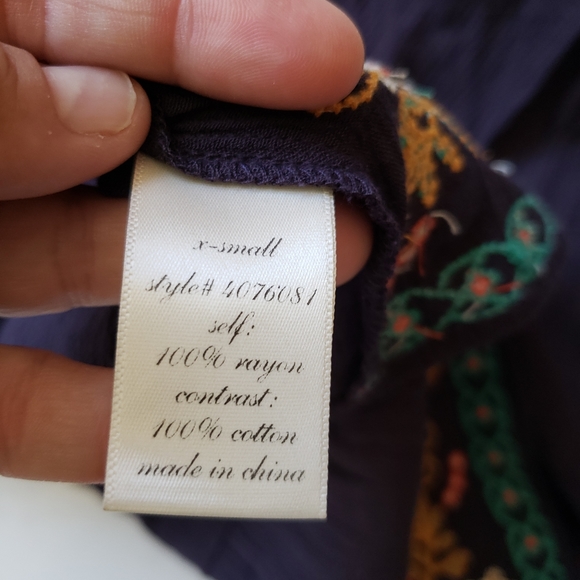 Alya 💜 Boho Top Tunic Embroidered Floral Contrast - Picture 8 of 8